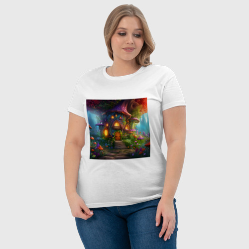 Женская футболка хлопок с принтом Волшебный домик фей, фото #4