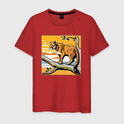 Пантера на дереве – Мужская футболка хлопок с принтом купить со скидкой в -20%