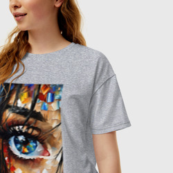 Женская футболка хлопок Oversize Глаз - масляная живопись - нейросеть - фото 2