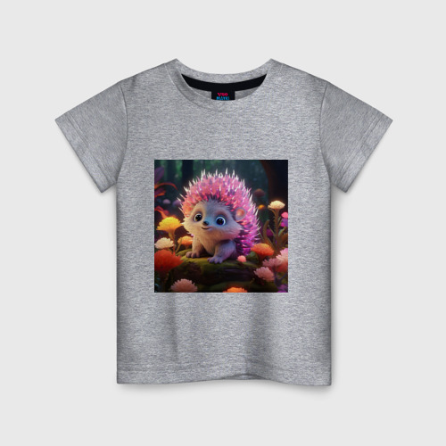 Детская футболка хлопок с принтом Ежик в лесу, вид спереди #2