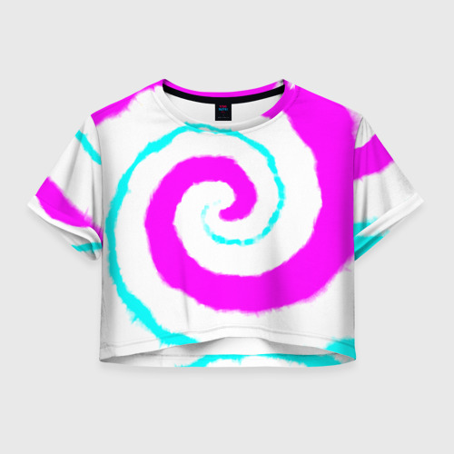 Женская футболка Crop-top 3D Тай-дай розовый, цвет 3D печать