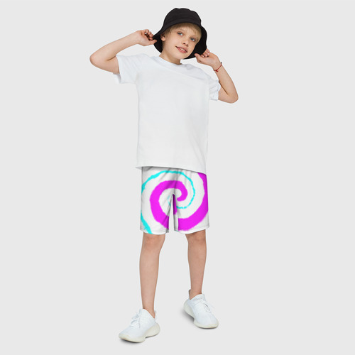 Детские спортивные шорты 3D Тай-дай розовый, цвет 3D печать - фото 3