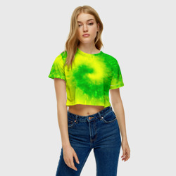 Женская футболка Crop-top 3D Тай-дай Солнечный луч - фото 2