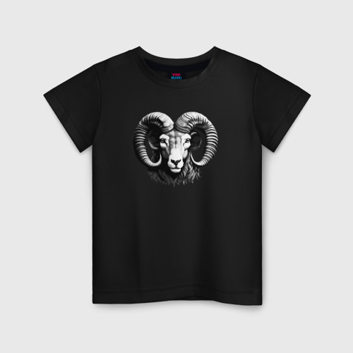 Детская футболка хлопок с принтом Овен знак зодиака, вид спереди #2