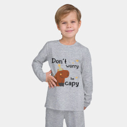 Детская пижама с лонгсливом хлопок Будь счастливым - как капибара - фото 2