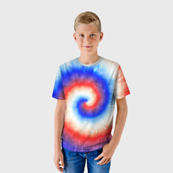 Детская футболка 3D Тай-дай Российский флаг - фото 2