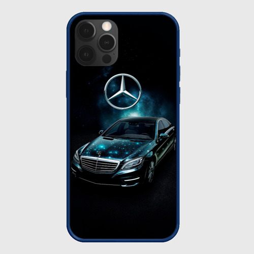 Чехол для iPhone 12 Pro с принтом Mercedes Benz dark style, вид спереди #2