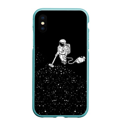 Чехол для iPhone XS Max матовый Космонавт пылесосит звезды