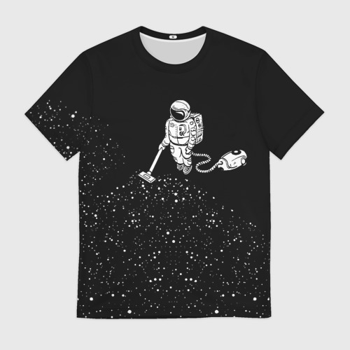 Мужская футболка 3D с принтом Космонавт пылесосит звезды Мужская футболка 3D Космонавт пылесосит звезды