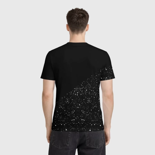 Мужская футболка 3D с принтом Космонавт пылесосит звезды, вид сзади #2