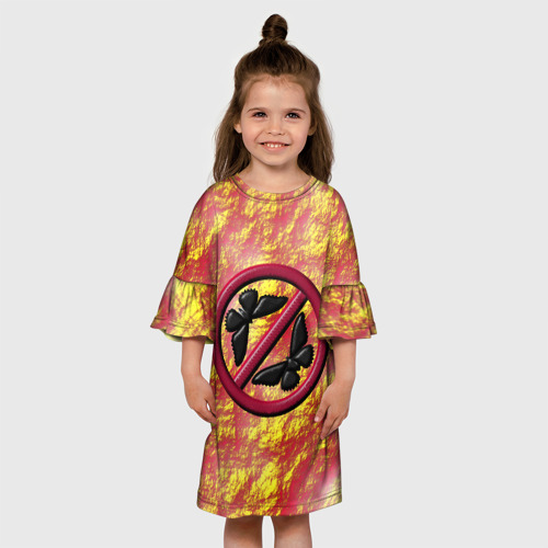 Детское платье 3D с принтом Знак стоп бабочкам, вид сбоку #3