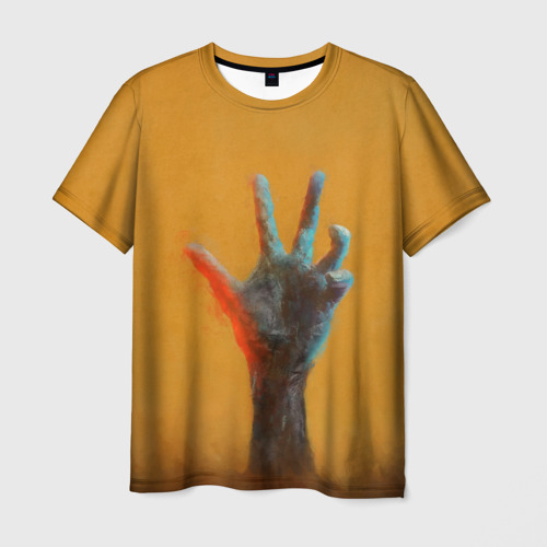 Мужская футболка 3D с принтом Рука зомби, вид спереди #2