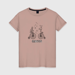 Собаки на велосипедах – Женская футболка хлопок с принтом купить со скидкой в -20%