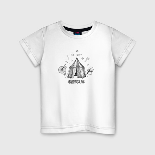 Детская футболка из хлопка с принтом В старинном цирке, вид спереди №1