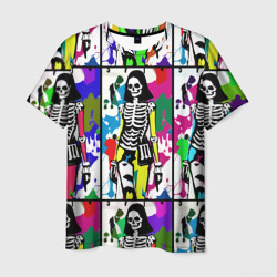 Мужская футболка 3D Разноцветные скелеты девушки - поп-арт - мода