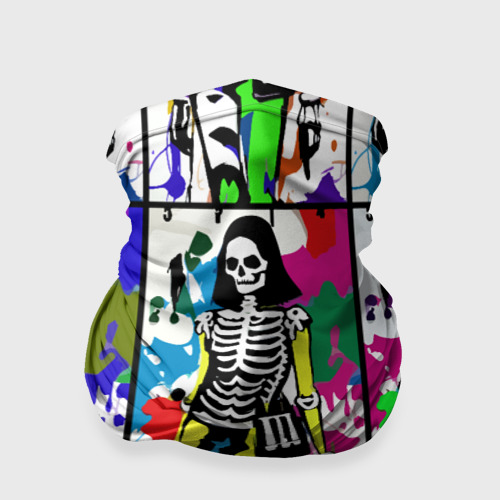 Бандана-труба 3D Разноцветные скелеты девушки - поп-арт - мода, цвет 3D печать