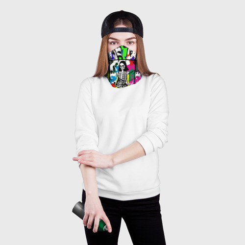 Бандана-труба 3D Разноцветные скелеты девушки - поп-арт - мода, цвет 3D печать - фото 2