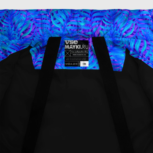 Зимняя куртка для мальчиков 3D с принтом Синие неоновые листья, фото #5