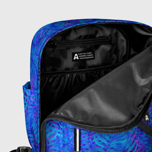 Женский рюкзак 3D с принтом Синие неоновые листья, фото #5
