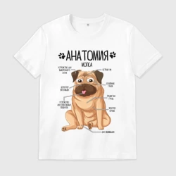 Мужская футболка хлопок Анатомия мопса, строение собаки