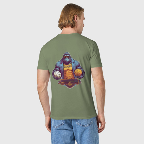 Мужская футболка хлопок Горилла волейбол, цвет авокадо - фото 4