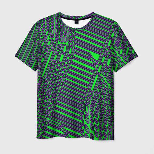 Мужская футболка 3D Кибер сеть Зелёный/Фиолетовый, цвет 3D печать