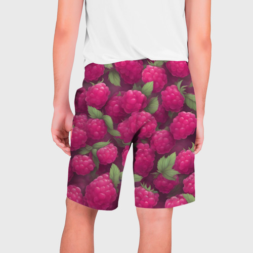 Мужские шорты 3D с принтом Розовая малина, вид сзади #1