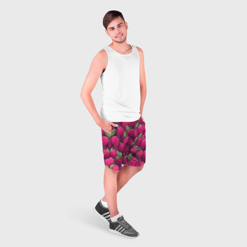 Мужские шорты 3D с принтом Розовая малина, фото на моделе #1