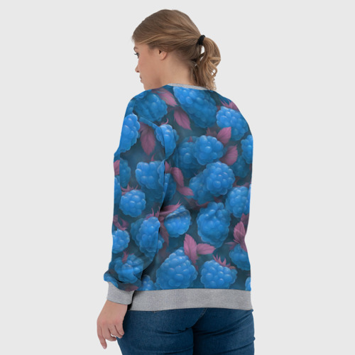 Женский свитшот 3D с принтом Голубая малина, вид сзади #2