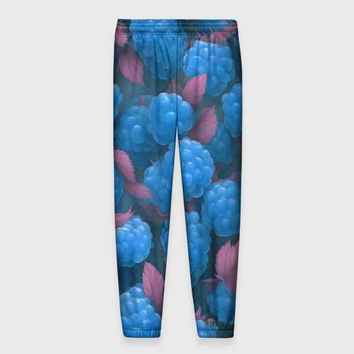 Мужские брюки 3D с принтом Голубая малина, вид сзади #1