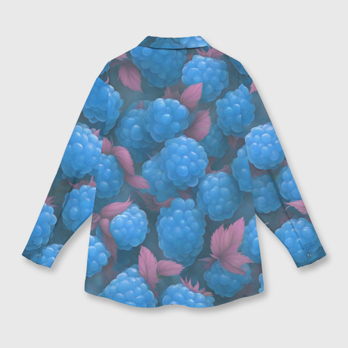 Женская рубашка oversize 3D с принтом Голубая малина, вид сзади #1