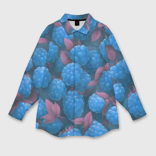 Женская рубашка oversize 3D с принтом Голубая малина, вид спереди #2