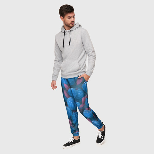 Мужские брюки 3D с принтом Голубая малина, фото на моделе #1