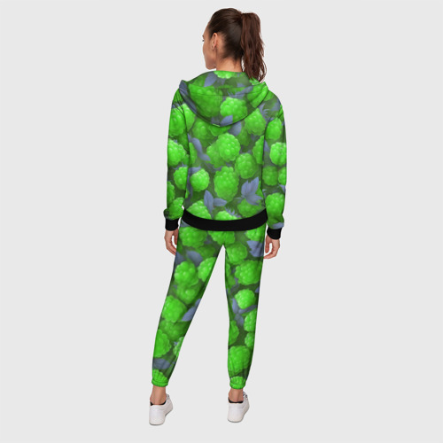 Женский костюм 3D с принтом Зелёная малина, вид сзади #2