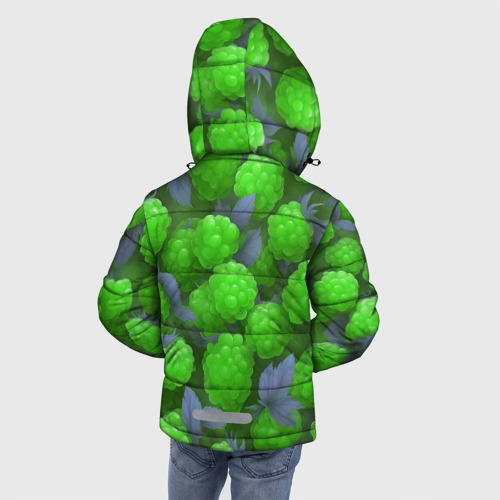 Зимняя куртка для мальчиков 3D с принтом Зелёная малина, вид сзади #2