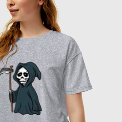 Женская футболка хлопок Oversize Смерть в капюшоне - фото 2