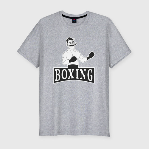 Мужская футболка хлопок Slim с принтом Boxing man, вид спереди #2
