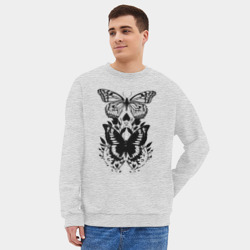 Мужской свитшот oversize без начеса хлопок Две бабочки - татуировка - фото 2