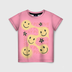 Детская футболка 3D Stay positive smiley