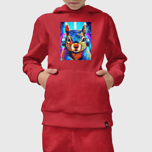 Детский костюм с толстовкой хлопок Кибер белка, цвет красный - фото 5
