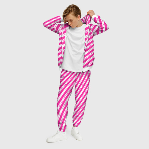 Мужской костюм 3D Барби и розовые полосы, цвет белый - фото 3
