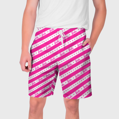 Мужские шорты 3D Барби и розовые полосы, цвет 3D печать