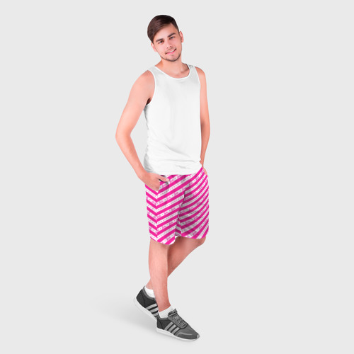 Мужские шорты 3D Барби и розовые полосы, цвет 3D печать - фото 3