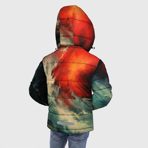 Зимняя куртка для мальчиков 3D с принтом Шторм и бездна, вид сзади #2