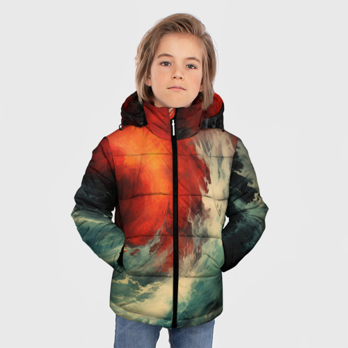 Зимняя куртка для мальчиков 3D с принтом Шторм и бездна, фото на моделе #1
