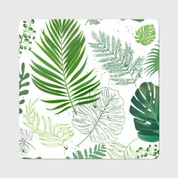 Магнит виниловый Квадрат Тропические зеленые листья