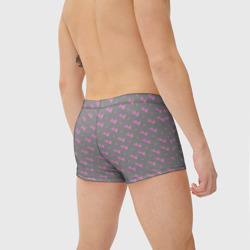Плавки с принтом Паттерн - Барби и серый фон для мужчины, вид на модели сзади №2. Цвет основы: белый