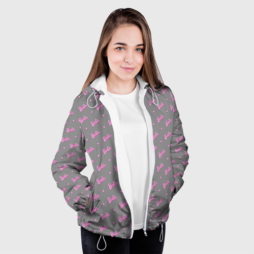 Женская куртка 3D Паттерн - Барби и серый фон, цвет белый - фото 4