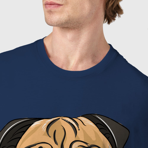Мужская футболка хлопок с принтом Грустный мопсик, фото #4