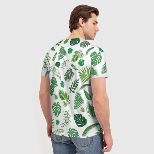 Мужская футболка 3D Тропические растения - листья в зеленом цвете, цвет 3D печать - фото 4